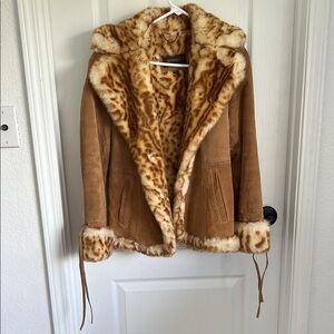 Guess Genuine Leather Animal Print Jacket